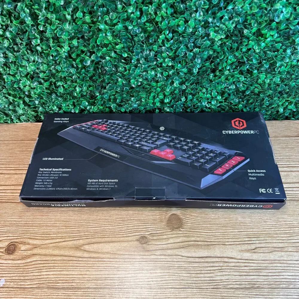 NIB Multimedia Gaming Key Board CyberpowerPc Quick Access Multimedia Keys